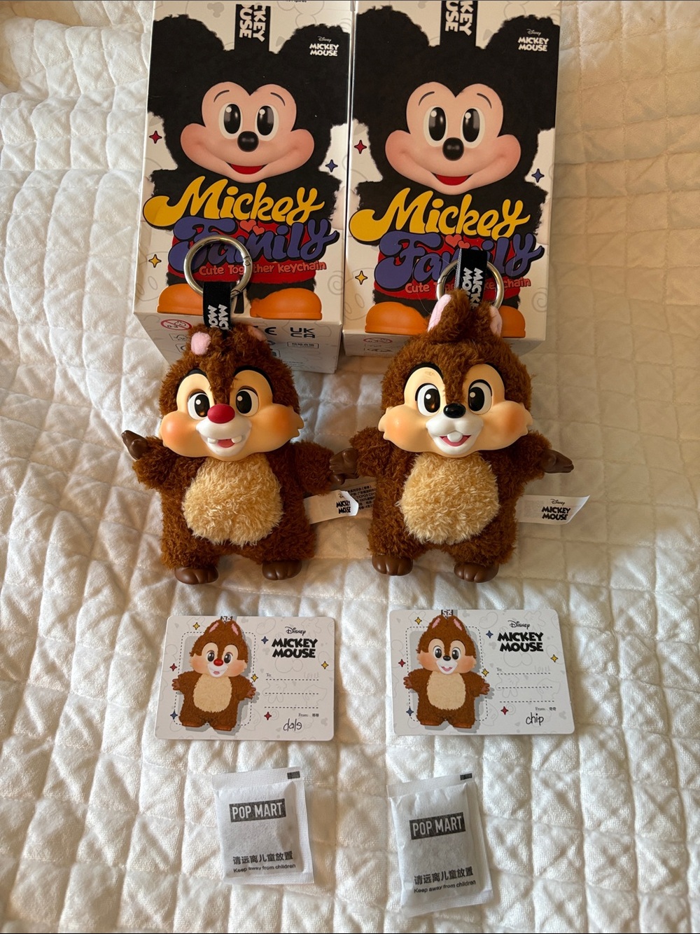 Pop Mart x Mickey Family - Chip 'n Dale Plush Keychain Duo - Brown & Cream